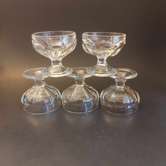 Federal Glass Footed Dessert Ice Cream Pudding Sherbet Cups Set 5 Vintage - Picture 1 of 7